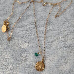 14k Gold Filled Guardian Angel Coin Pendant Necklace